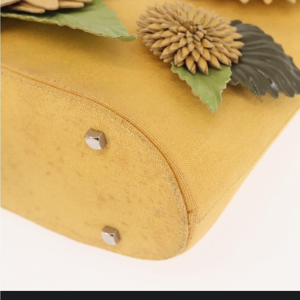 Salvatore Ferragamo Yellow Floral Appliqué Tote with Green Leaf Accents - Picture 11 of 16